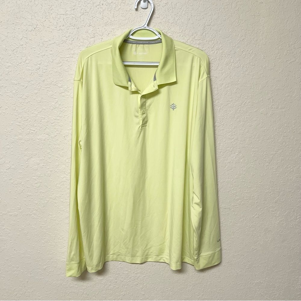 Coolibar Collar Shirt Mens Golf Polo Erodym UPF 50 Performance Size XXL Yellow